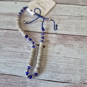 NWT Heishi Shell Sparkled Blue and Silver Beaded Anklet